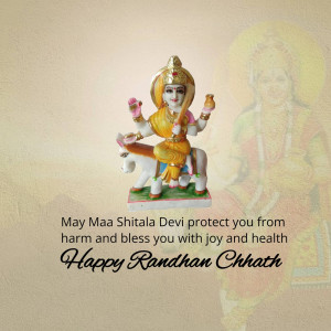 Image of Maa Shitala Devi with a blessing for health and happiness on Randhan Chhath