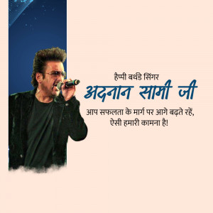 Adnan Sami performing on stage with a motivational quote in Hindi.