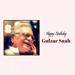 Portrait of Gulzar with birthday wishes