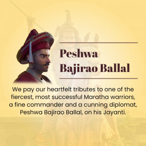 Portrait of Peshwa Bajirao Ballal with tribute text