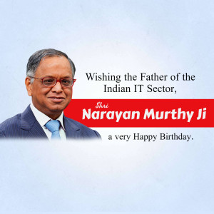 Image of Narayan Murthy with a birthday greeting