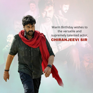 Chiranjeevi, a popular Indian actor, in a birthday greeting image.