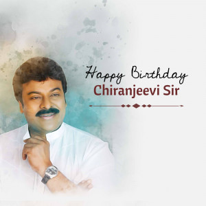 Portrait of Chiranjeevi with birthday wishes
