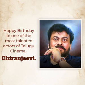 Portrait of Chiranjeevi with birthday greetings