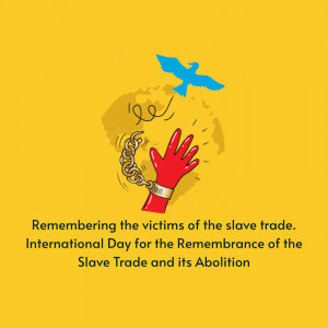 Image depicting a broken chain with a hand reaching up towards a bird, symbolizing freedom and remembrance of the slave trade.