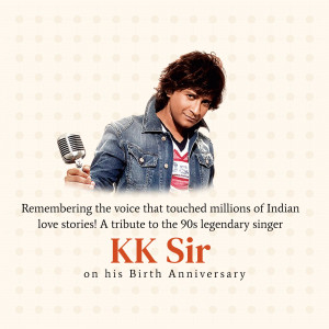 Image of KK Sir with a microphone, commemorating his birthday.