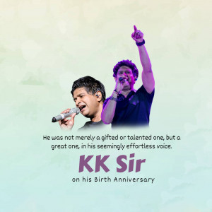 Portrait of KK, the Indian singer, with a quote on his birth anniversary.
