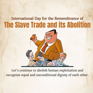 Illustration depicting the exploitation of people with a message about abolishing human exploitation.