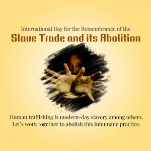 Image commemorating the International Day for the Remembrance of the Slave Trade and its Abolition, depicting hands reaching out from a dark background.