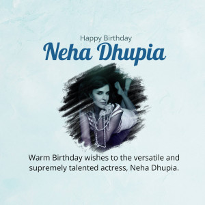 Birthday greeting for Neha Dhupia with her image