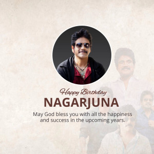 Portrait of Nagarjuna Akkineni with birthday wishes