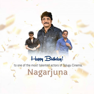 Birthday greeting for Nagarjuna with images of him and other actors