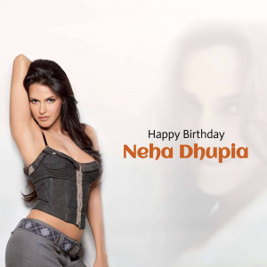 Neha Dhupia posing for a birthday greeting
