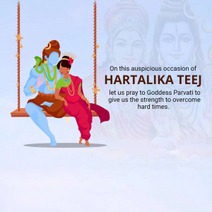 Illustration of Lord Shiva and Goddess Parvati on a swing for Harthalika Teej