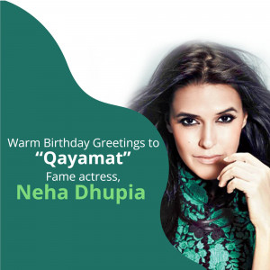 Birthday greeting image featuring Neha Dhupia