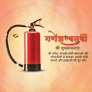Fire extinguisher creatively designed as Lord Ganesha for Ganesh Chaturthi