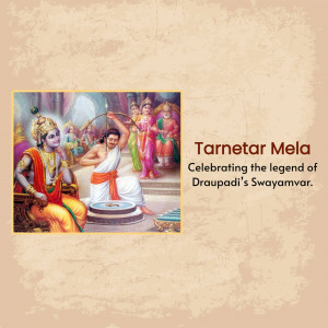 Image depicting a scene from the Tarnehtar Mela celebrating Draupadi's Swayamvar.
