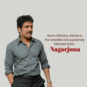 Portrait of actor Nagarjuna with birthday greetings
