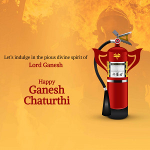 Fire extinguisher with Lord Ganesha theme for Ganesh Chaturthi