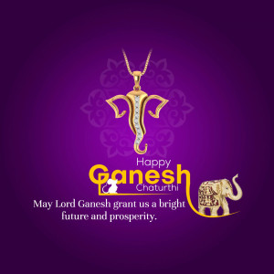 Golden Ganesh pendant necklace with Chaturthi greetings