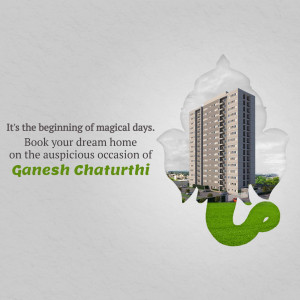 Image promoting home booking during Ganesh Chaturthi