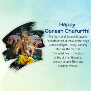 Ganesh Chaturthi festival greeting with an image of Lord Ganesha and Shivaji Maharaj.
