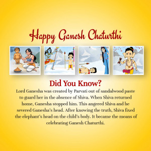Ganesh Chaturthi illustration with story about Ganesha's birth