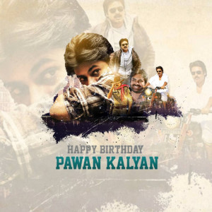 Collage of Pawan Kalyan images with 'Happy Birthday' text