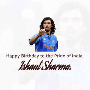 Ishant Sharma in Indian cricket jersey with birthday wishes