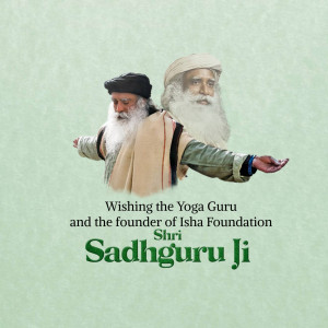 Portrait of Sadhguru Ji, founder of Isha Foundation, with a faded image of himself in the background.