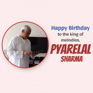 Portrait of Pyarelal Sharma with birthday wishes