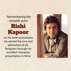 Portrait of Rishi Kapoor with text commemorating his birthday