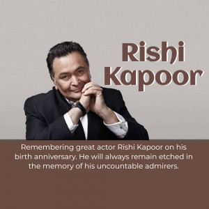 Portrait of Rishi Kapoor with text commemorating his birthday