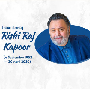 Portrait of Rishi Kapoor with dates of birth and death