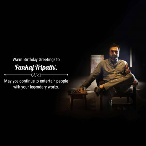 Pankaj Tripathi birthday greeting image with a dark and artistic aesthetic.