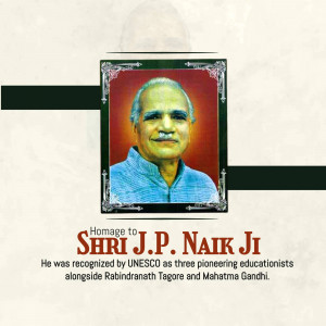 Portrait of Shri J.P. Naik Ji, a pioneering educationist recognized by UNESCO.