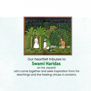 Traditional Indian painting depicting Swami Haridas with disciples