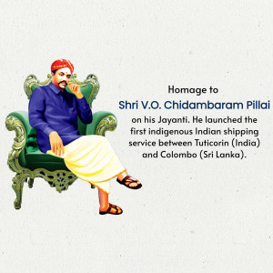 Portrait of Shri V.O. Chidambaram Pillai, a pioneer in Indian shipping
