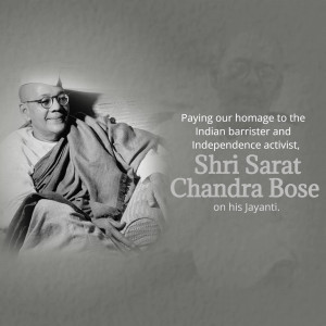 Portrait of Shri Sarat Chandra Bose with text commemorating his birth anniversary.