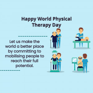Illustration depicting physical therapy sessions with patients of different ages and needs.