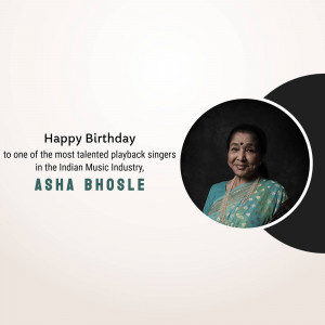 Portrait of Asha Bhosle with birthday greetings