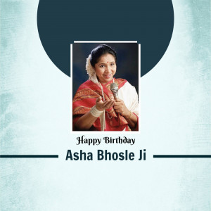 Portrait of Asha Bhosle with 'Happy Birthday' text