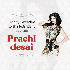 Image of Prachi Desai with a birthday greeting