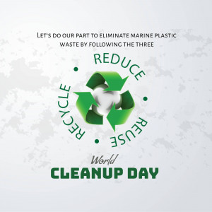 Recycling symbol with the words Reduce, Reuse, Recycle and Cleanup Day