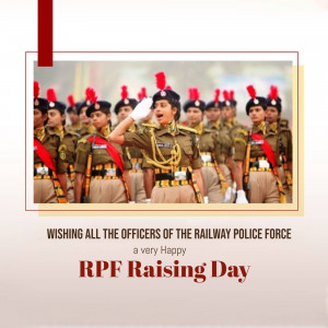 Group of Railway Police Force officers in uniform saluting