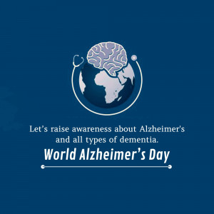 World Alzheimer's Day graphic with a brain-shaped globe and stethoscope