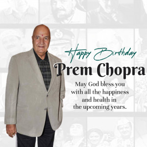 Portrait of Prem Chopra with birthday wishes