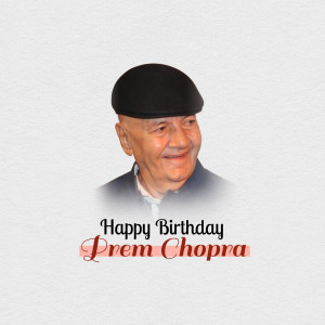 Portrait of Prem Chopra with a 'Happy Birthday' message