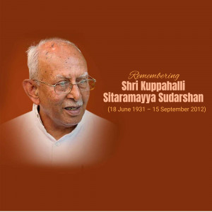 Portrait of Shri Kuppahalli Sitaramayya Sudarshan with dates of birth and death