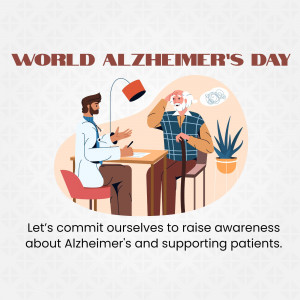 Illustration of a doctor consulting with an elderly man, representing World Alzheimer's Day.